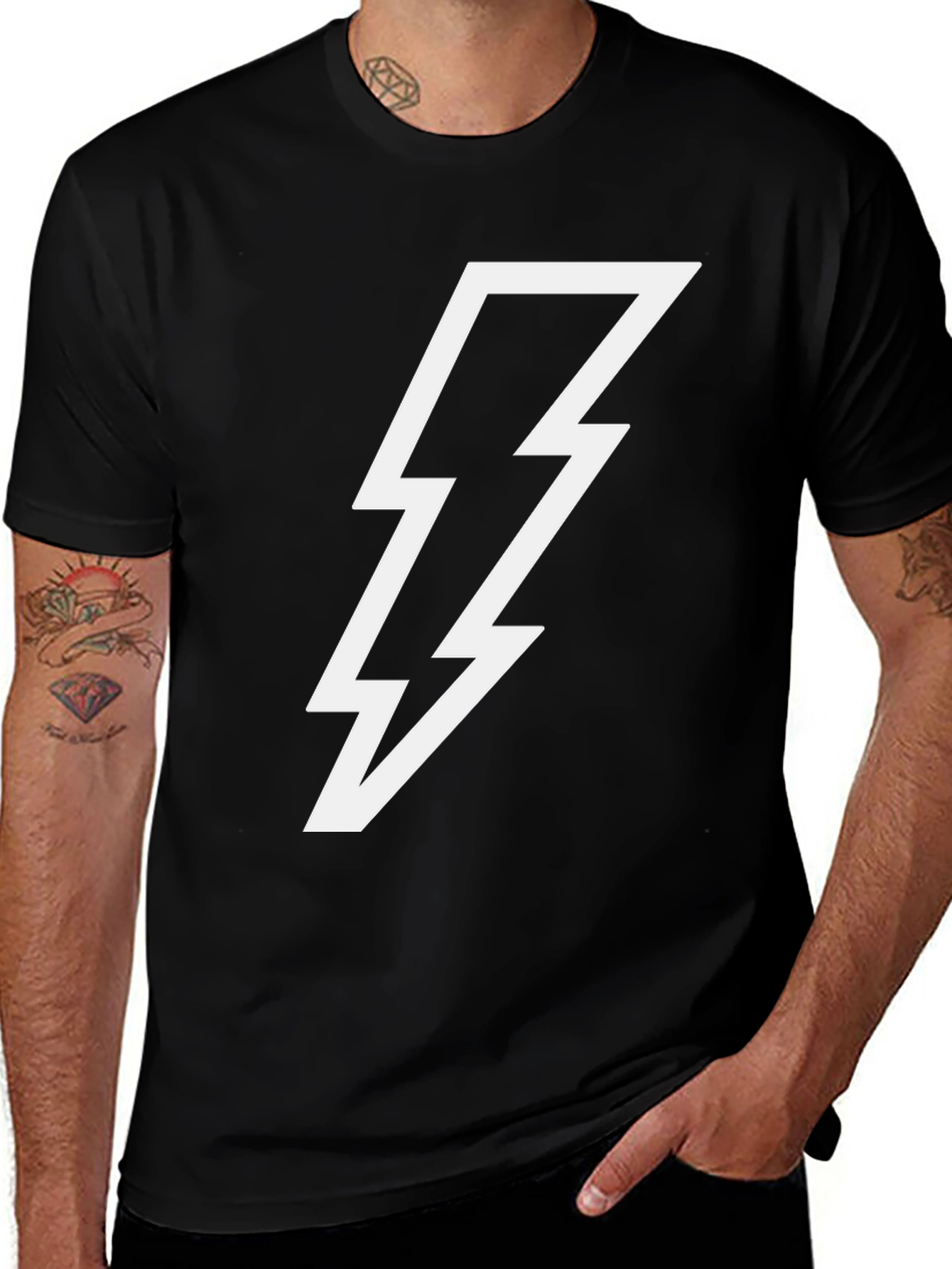 Variant 24 of Lightning Bolt Graphic Tee - Black