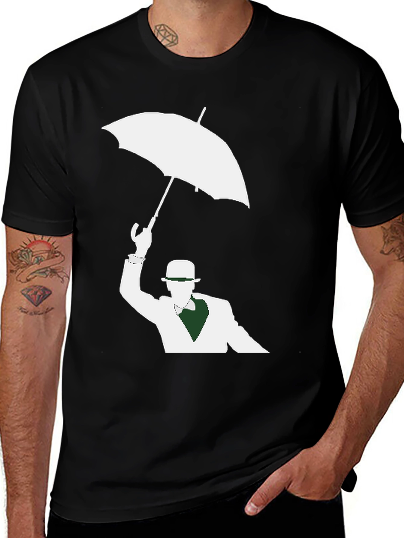 Variant 22 of Silhouette Umbrella Man Black T-Shirt