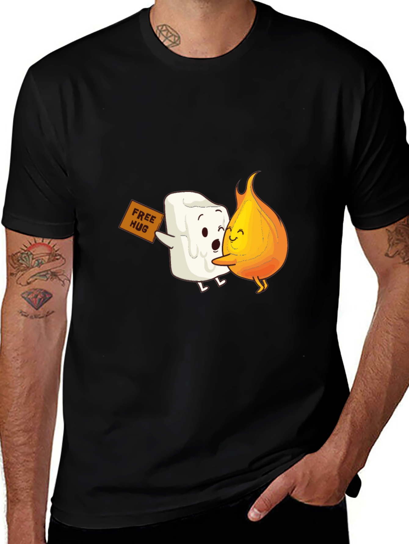 Variant 19 of Marshmallow and Flame Free Hug Graphic Tee
