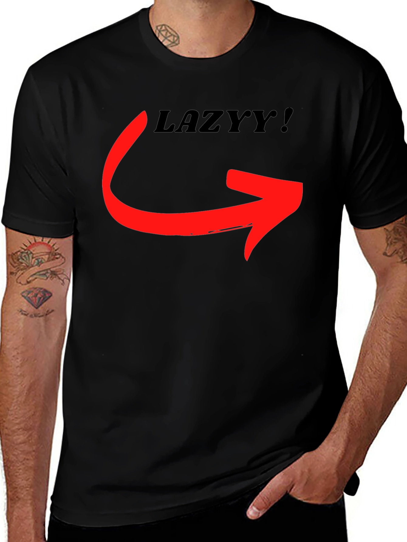 Variant 19 of Lazy Arrow Black Tee - Unique Graphic T-Shirt