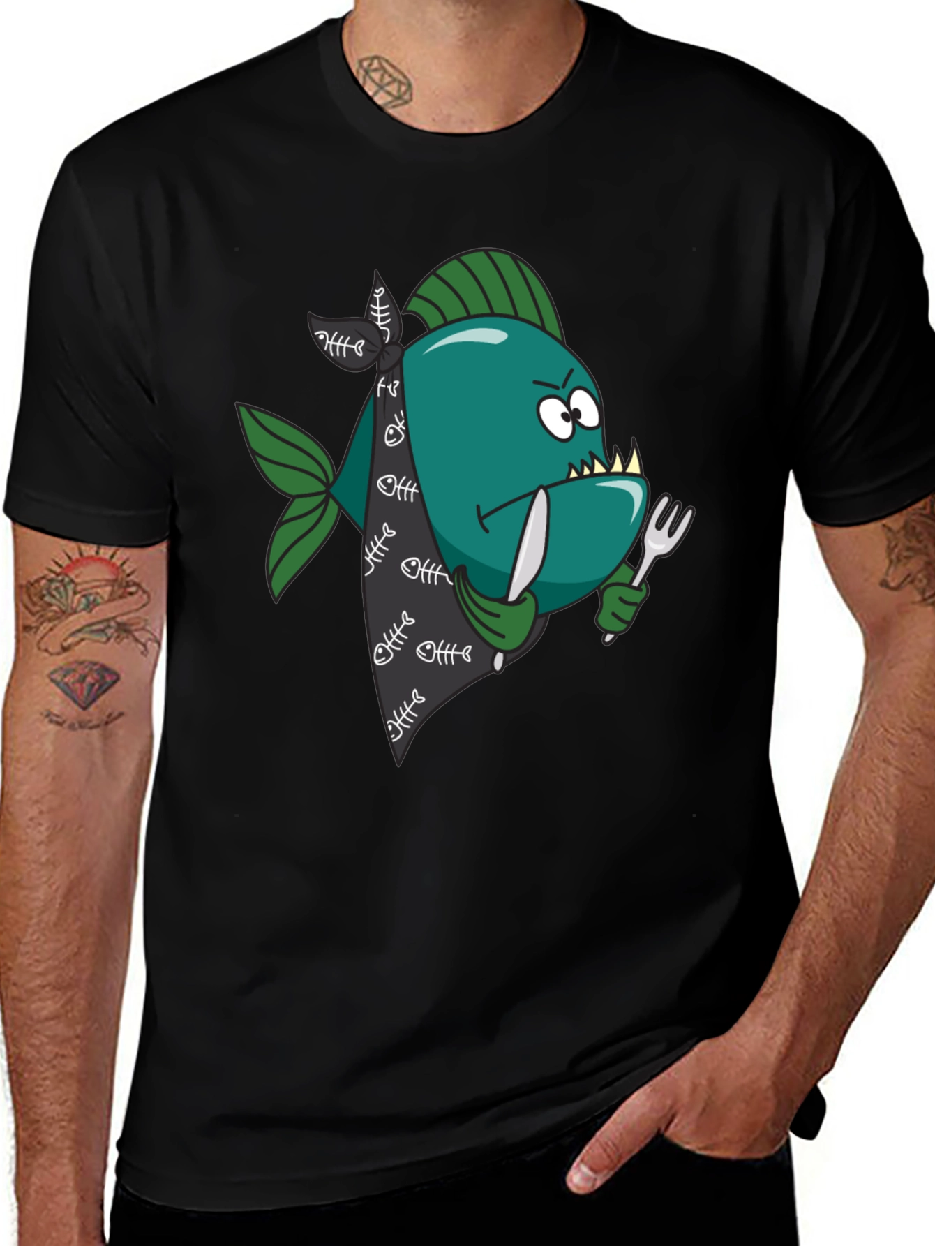 Variant 14 of Cartoon Piranha T-Shirt - Graphic Print
