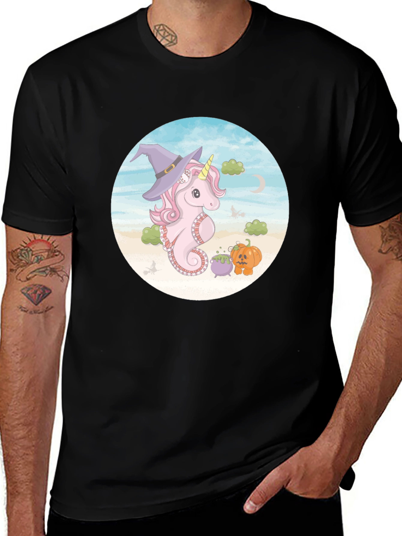 Variant 6 of Unicorn Witch Graphic Tee - Halloween Shirt