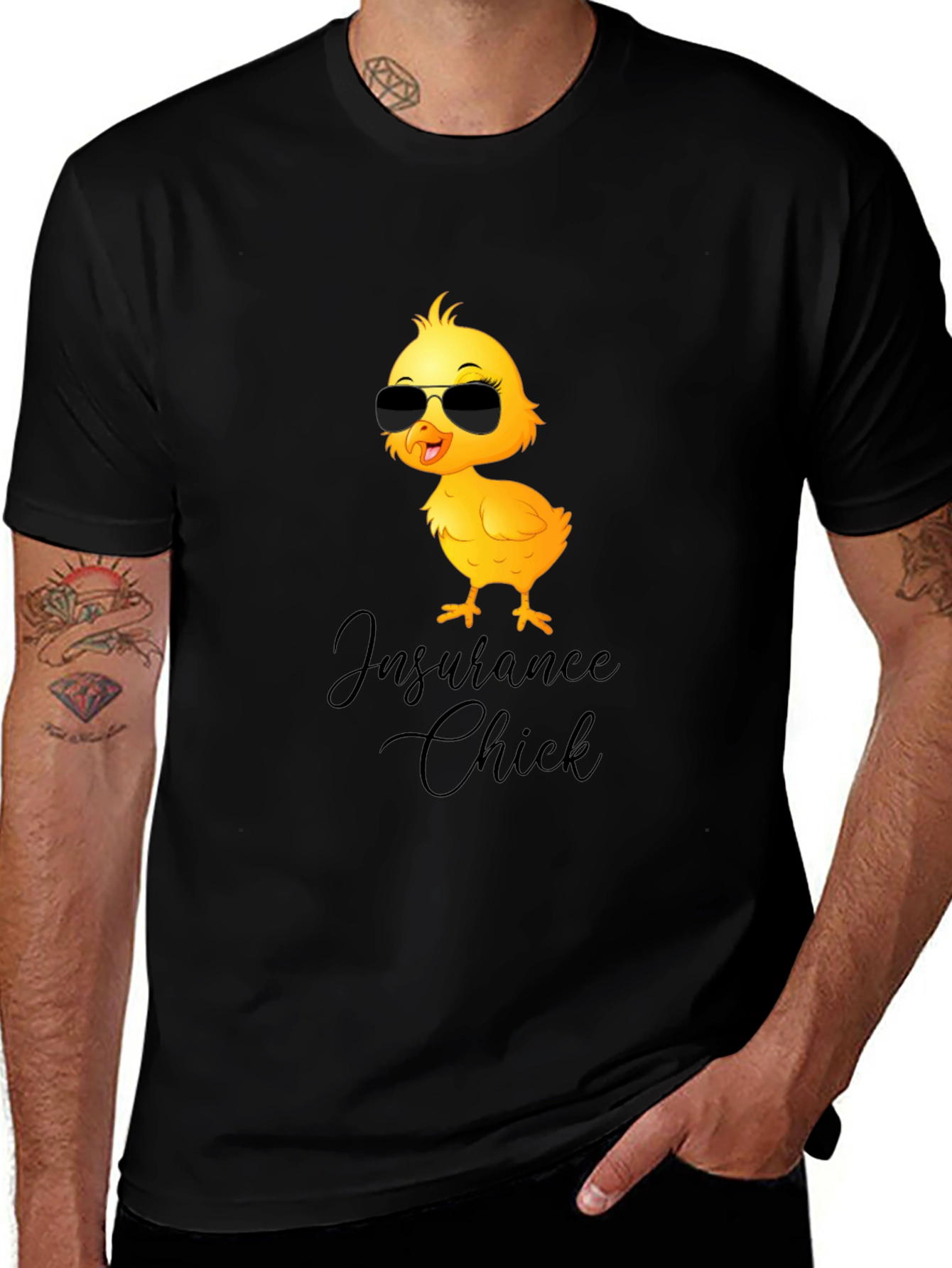 Variant 27 of Insurance Chick T-Shirt - Funny Cartoon Bird Tee