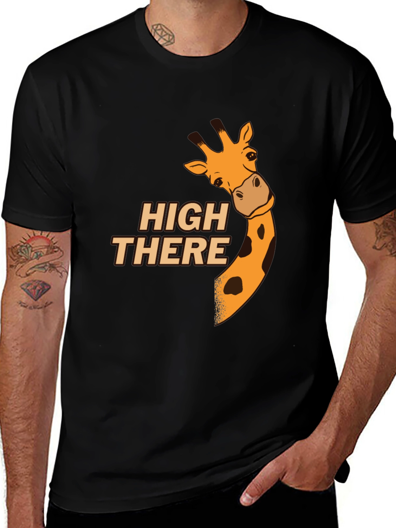 Variant 19 of High There Giraffe Graphic T-Shirt - Black Cotton Blend