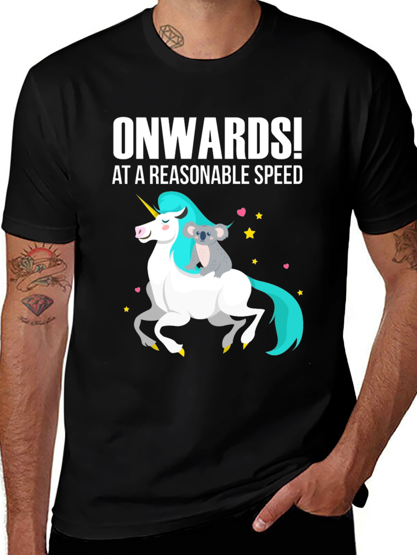 Variant 19 of Onwards! Koala Riding Unicorn Graphic Tee