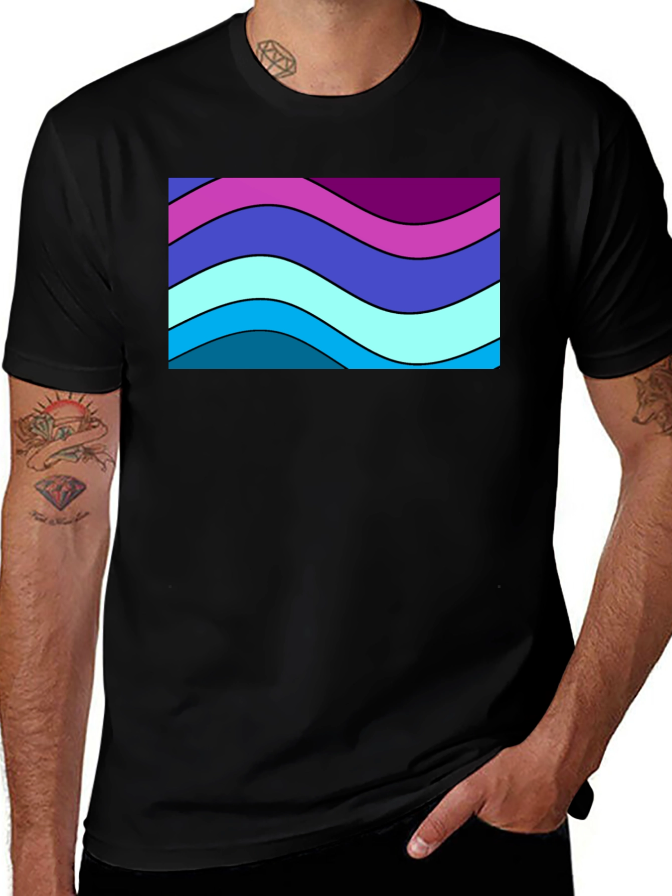 Variant 18 of Retro Wave T-Shirt - Men's Black Tee