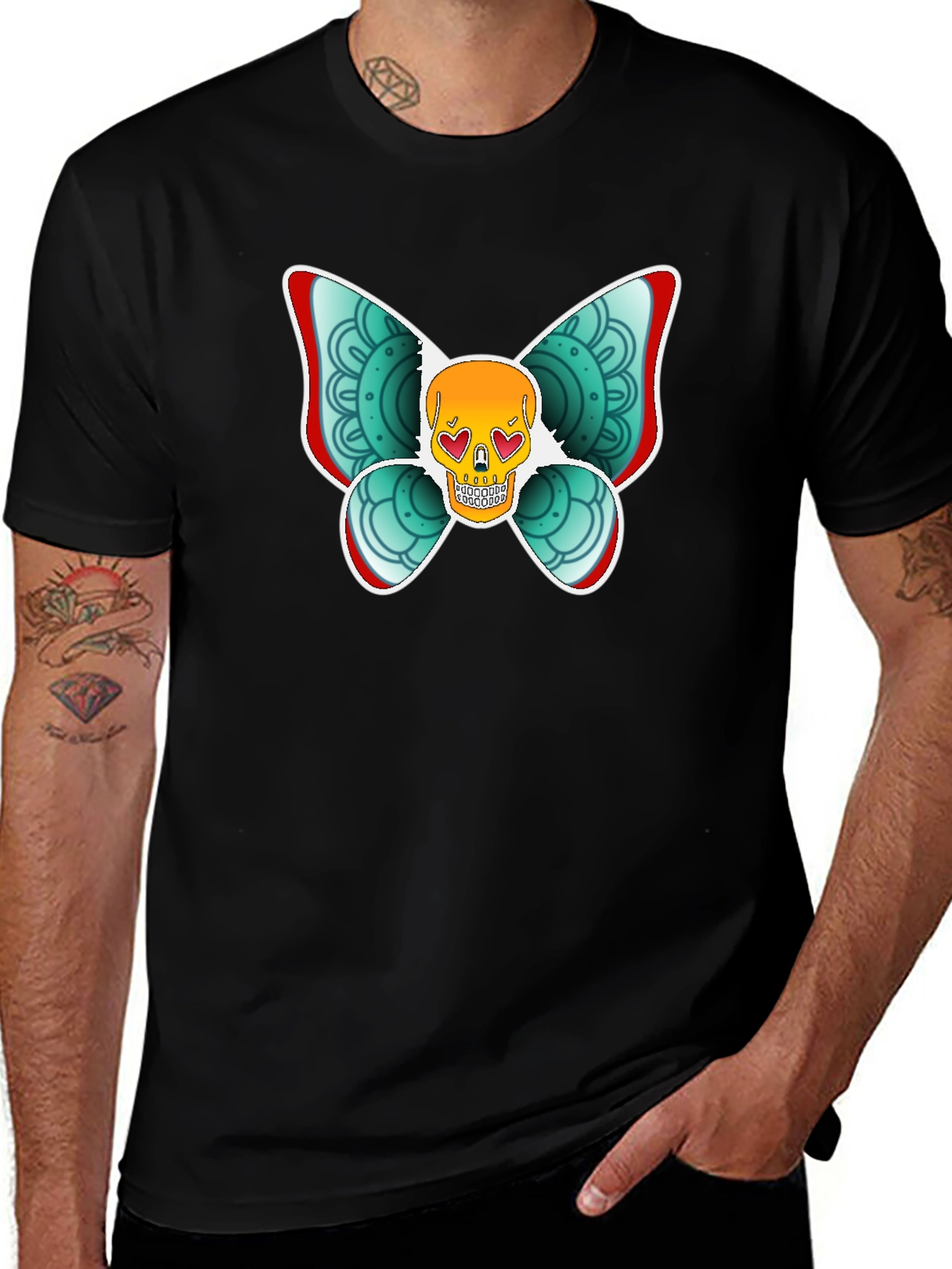 Variant 9 of Skull Butterfly Graphic Tee - Black