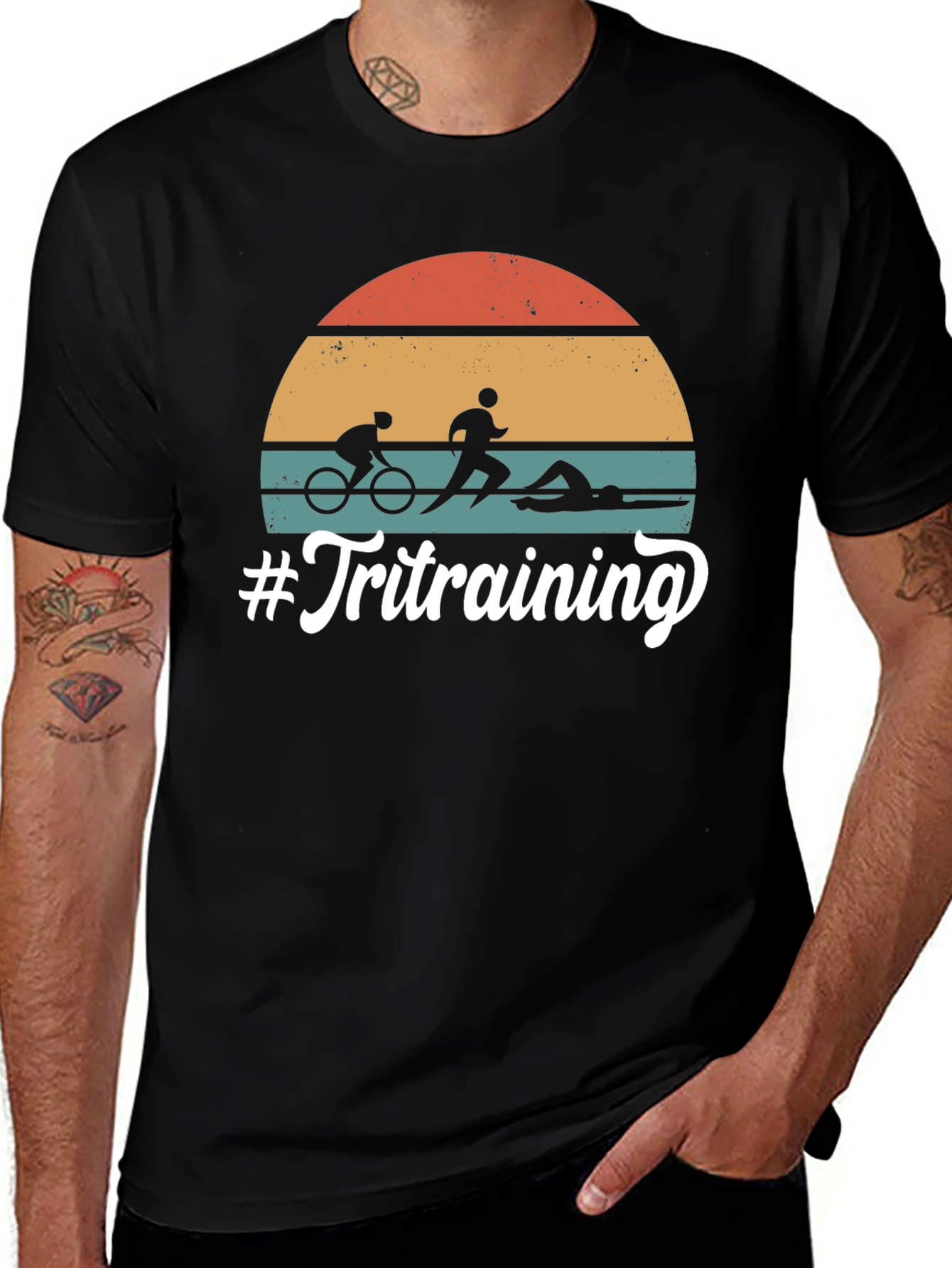Variant 25 of Triathlon Training T-Shirt: Swim Bike Run