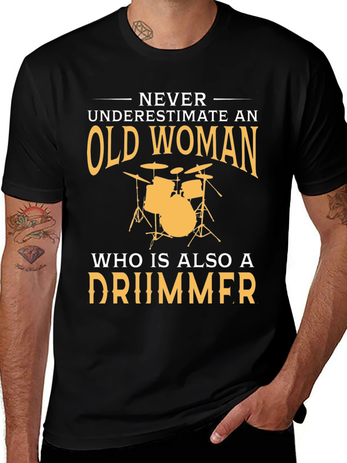 Variant 6 of Old Woman Drummer T-Shirt - Funny Musician Tee