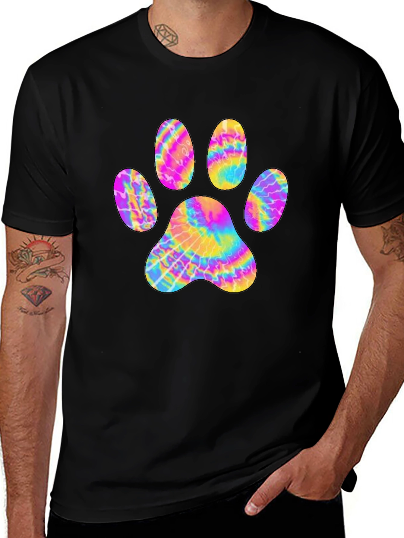 Variant 8 of Tie-Dye Paw Print Graphic Tee