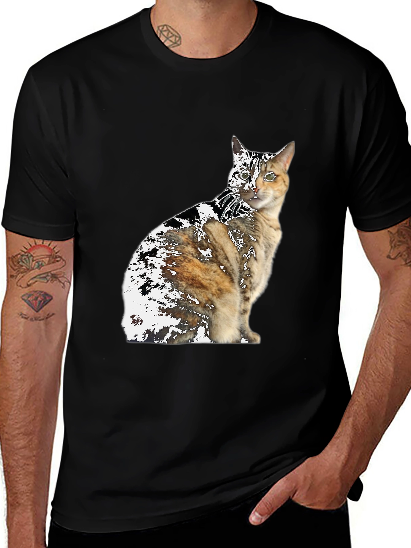 Variant 3 of Cat Graphic T-Shirt - Unisex Black Tee