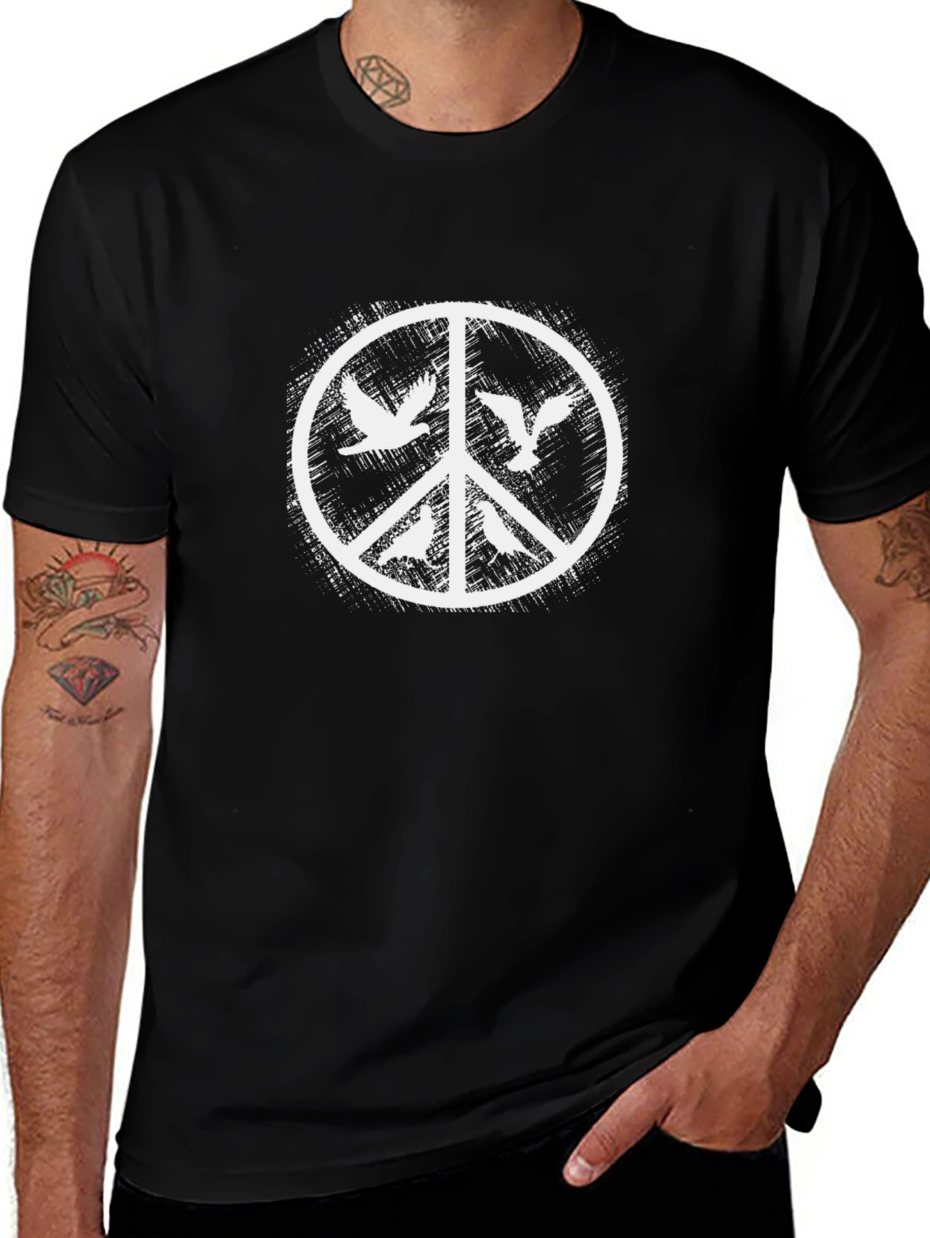 Variant 18 of Peace Symbol Bird Graphic T-Shirt