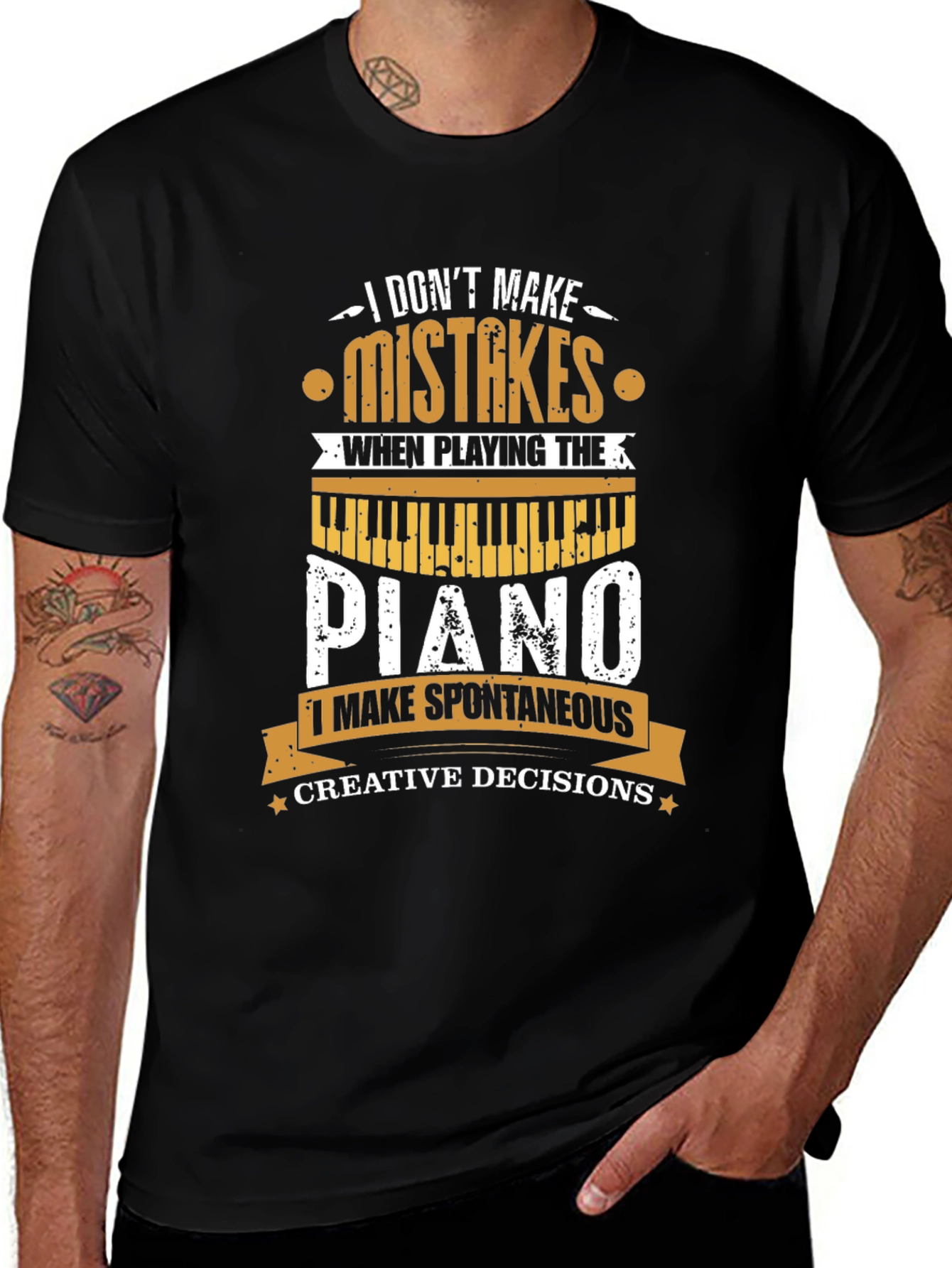 Variant 19 of Piano Player T-Shirt - I Don't Make Mistakes Musician Tee
