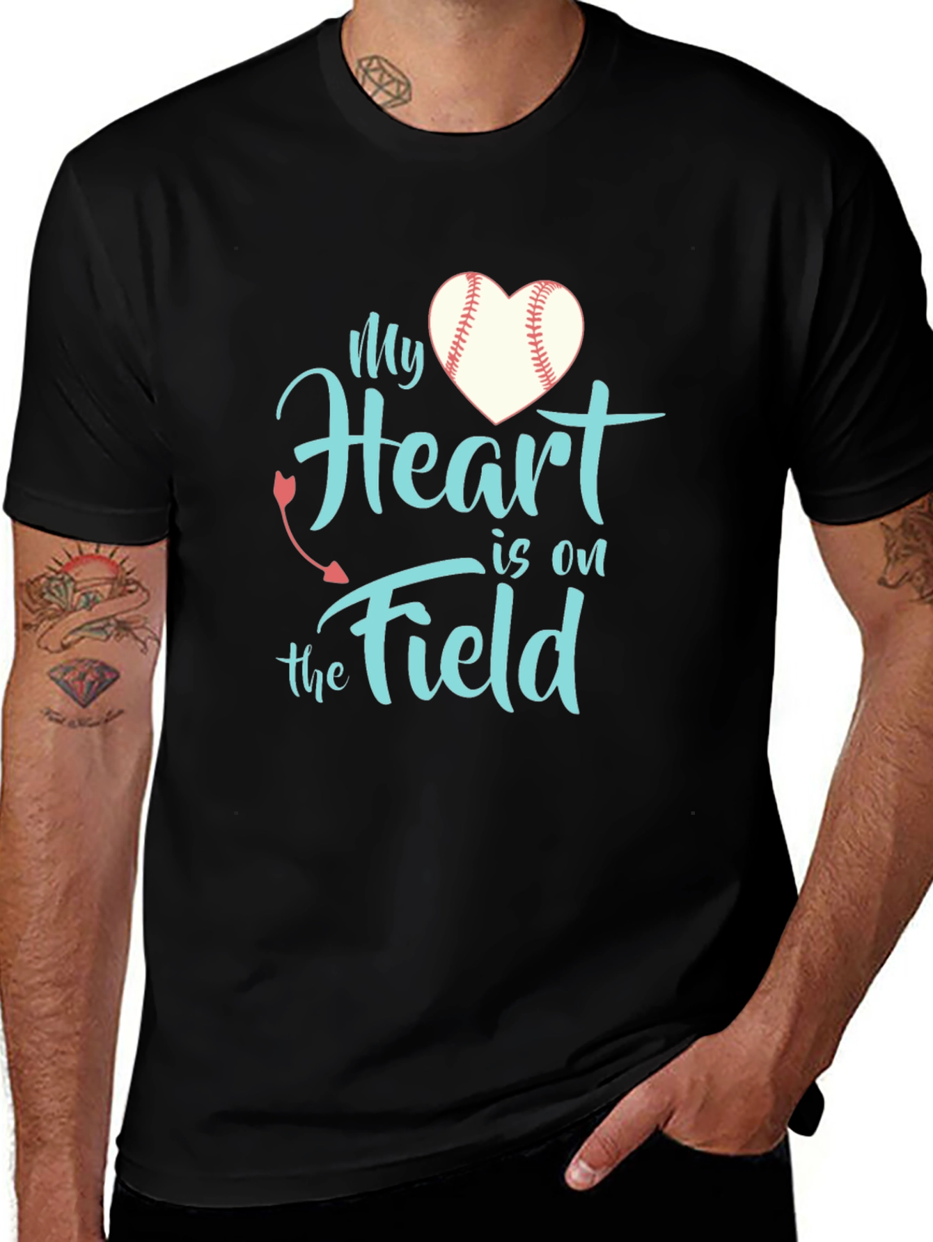 Variant 23 of My Heart is on the Field Baseball T-Shirt