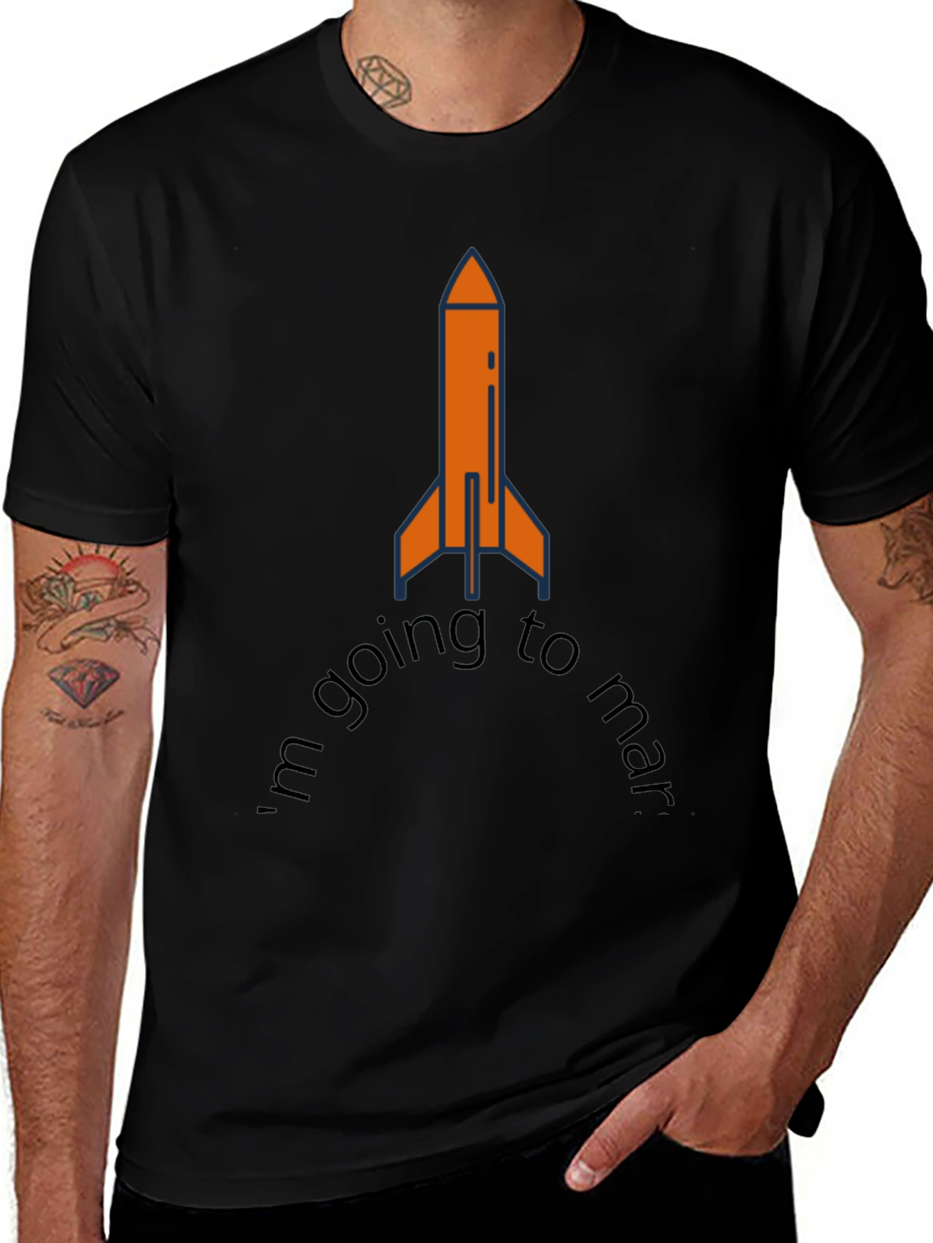 Variant 22 of Going to Mars T-Shirt - Black Rocket Design