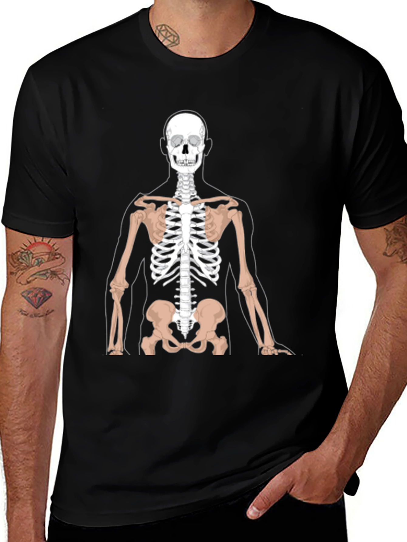 Variant 12 of Anatomy Skeleton Graphic Black T-Shirt