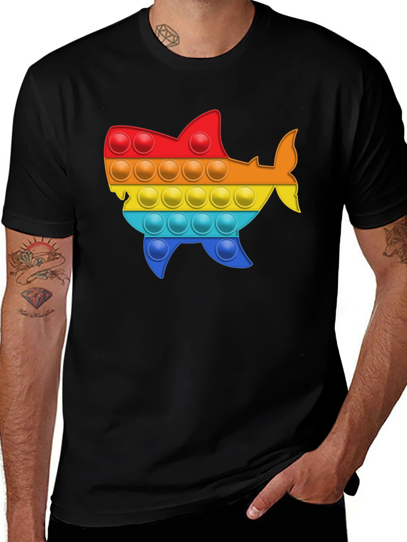 Pop It Shark T-Shirt - Sensory Fidget Toy Inspired Design