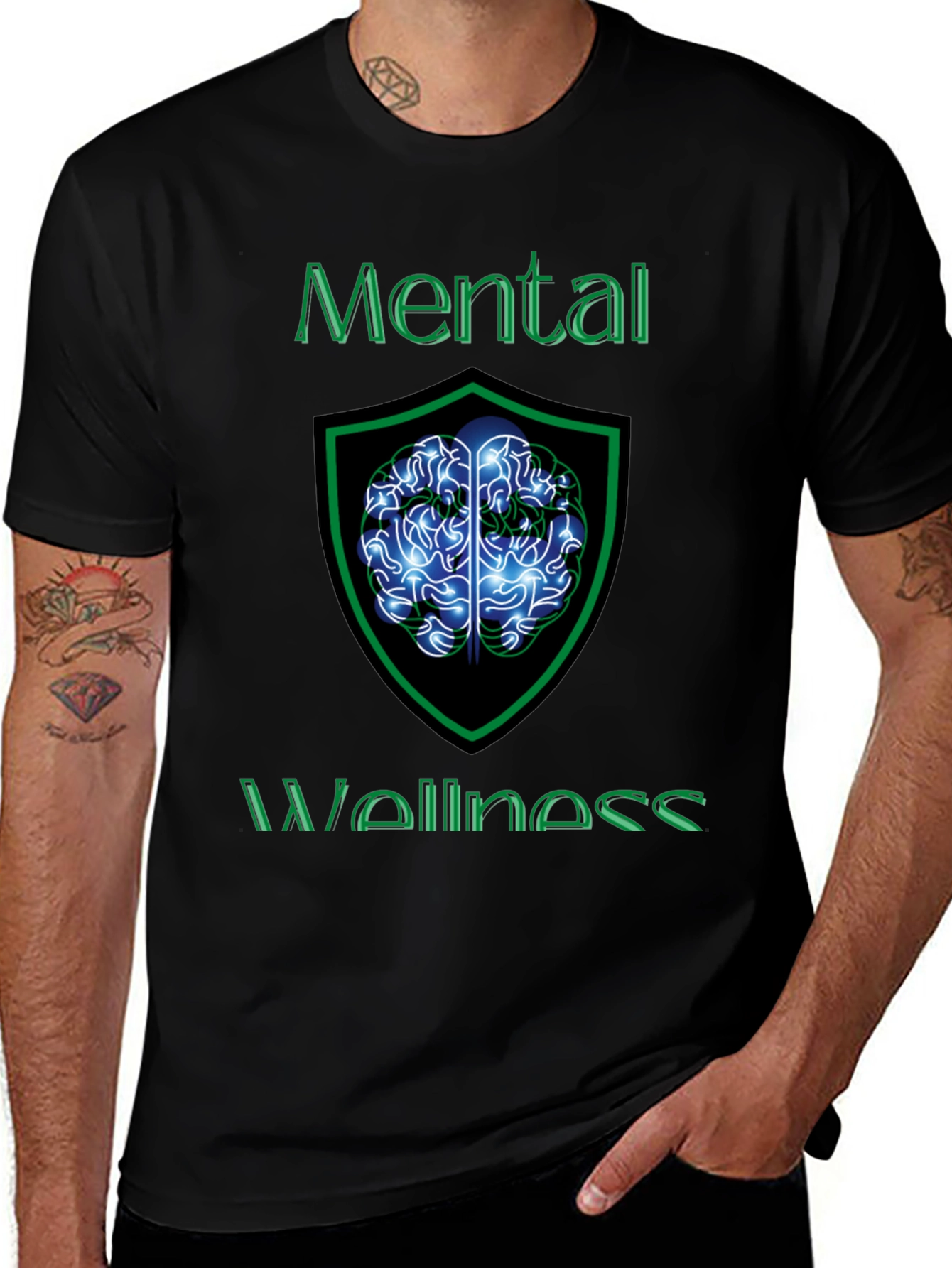 Mental Wellness T-Shirt - Brain Shield Design