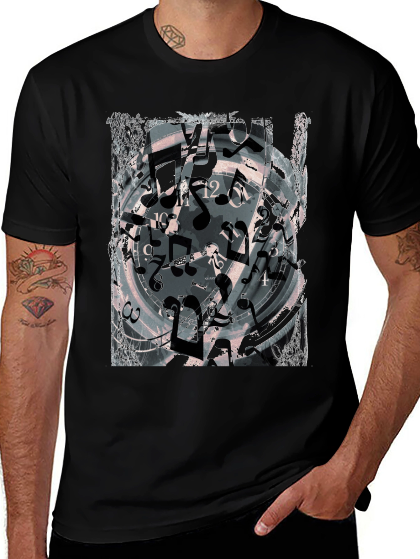 Variant 22 of Time and Music Men's Black Graphic Tee