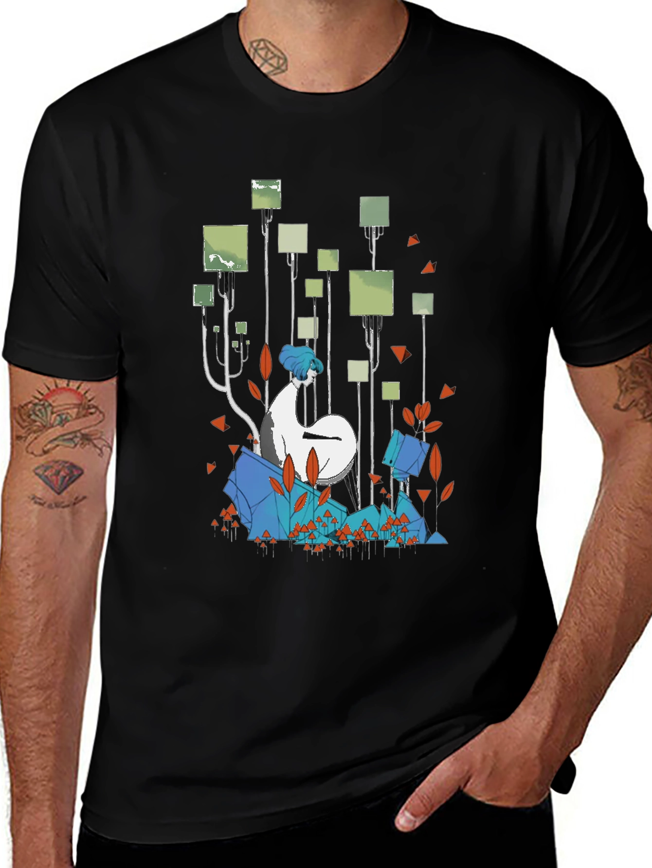 Variant 6 of Abstract Forest Graphic Black T-Shirt