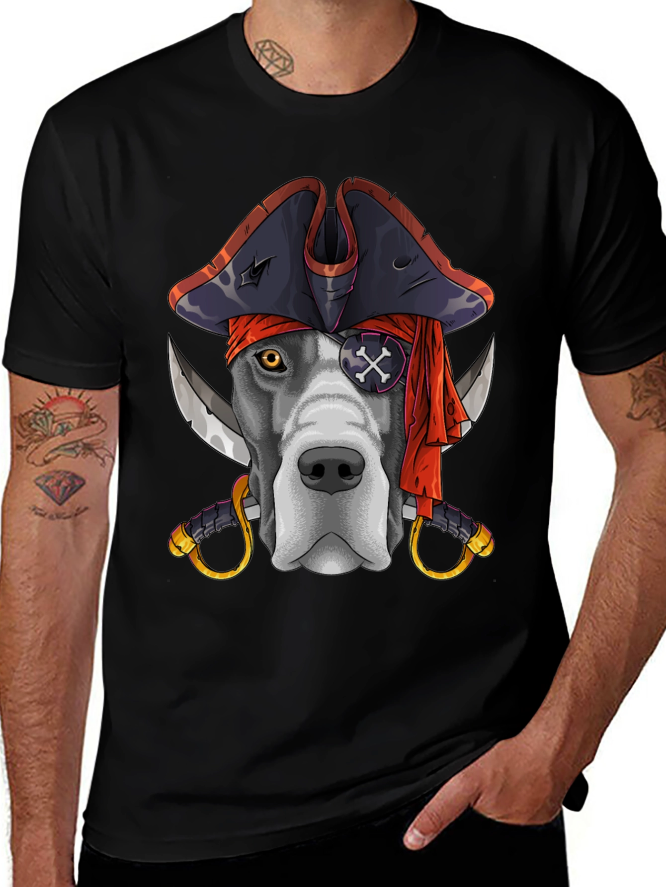 Variant 18 of Pirate Dog Graphic Tee - Men's Black T-Shirt