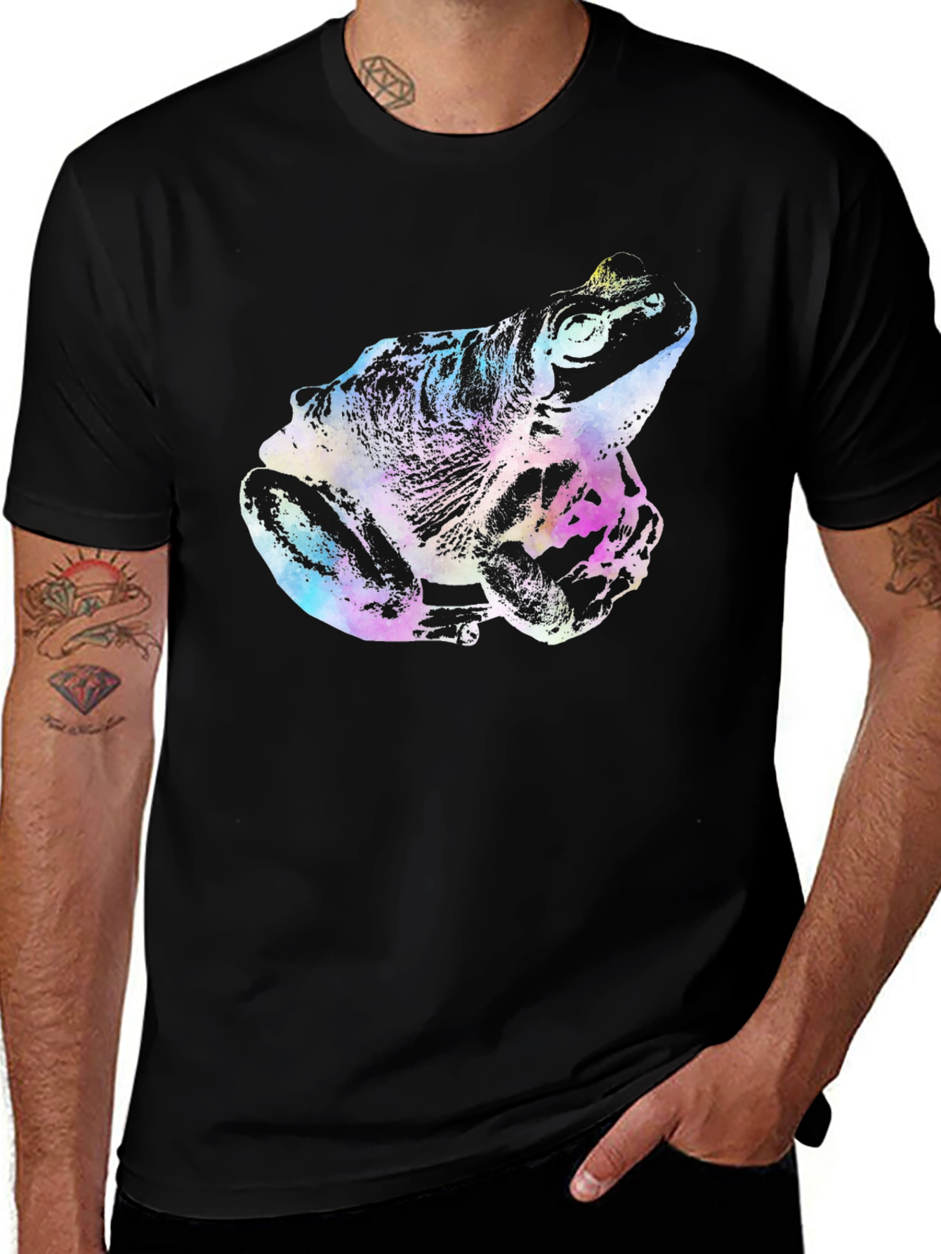 Variant 2 of Rainbow Frog Graphic Black T-Shirt