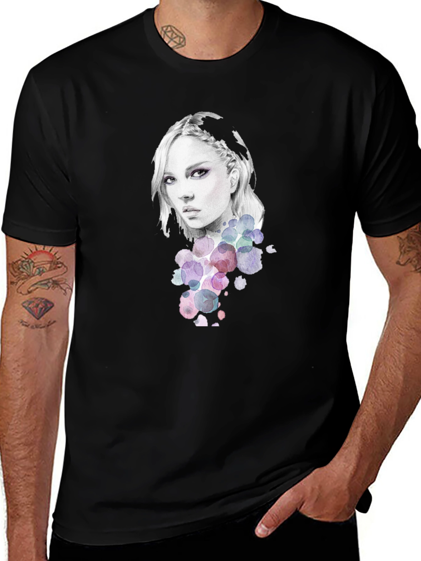 Variant 3 of Woman Portrait Graphic Tee - Stylish Black T-Shirt