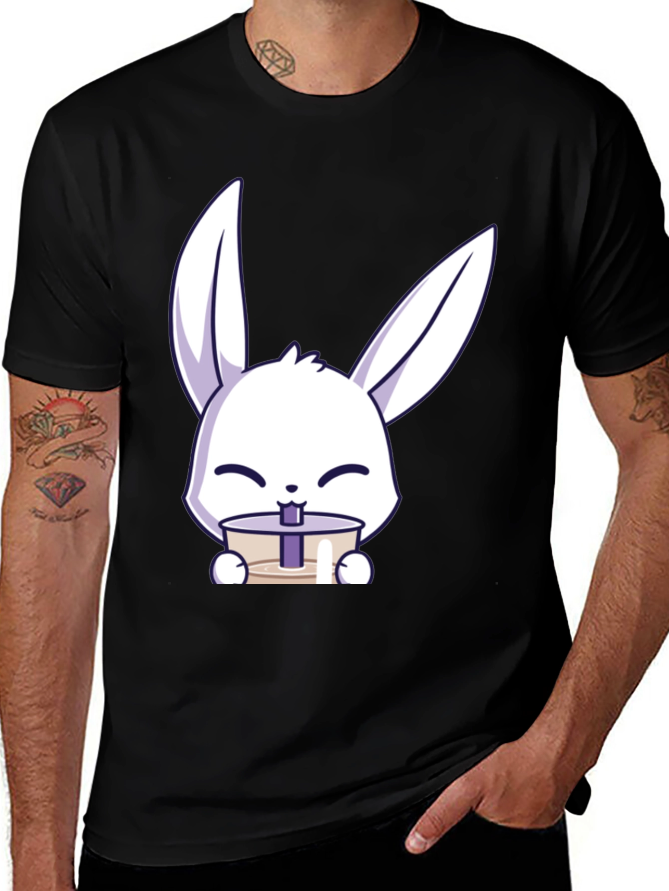 Variant 25 of Cute Bunny Drinking Bubble Tea T-Shirt