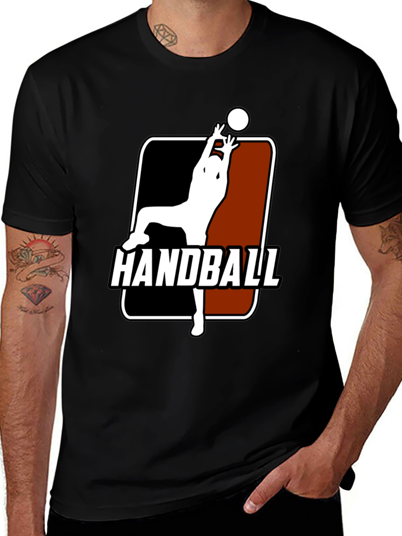 Variant 25 of Handball Graphic T-Shirt - Black Sport Tee