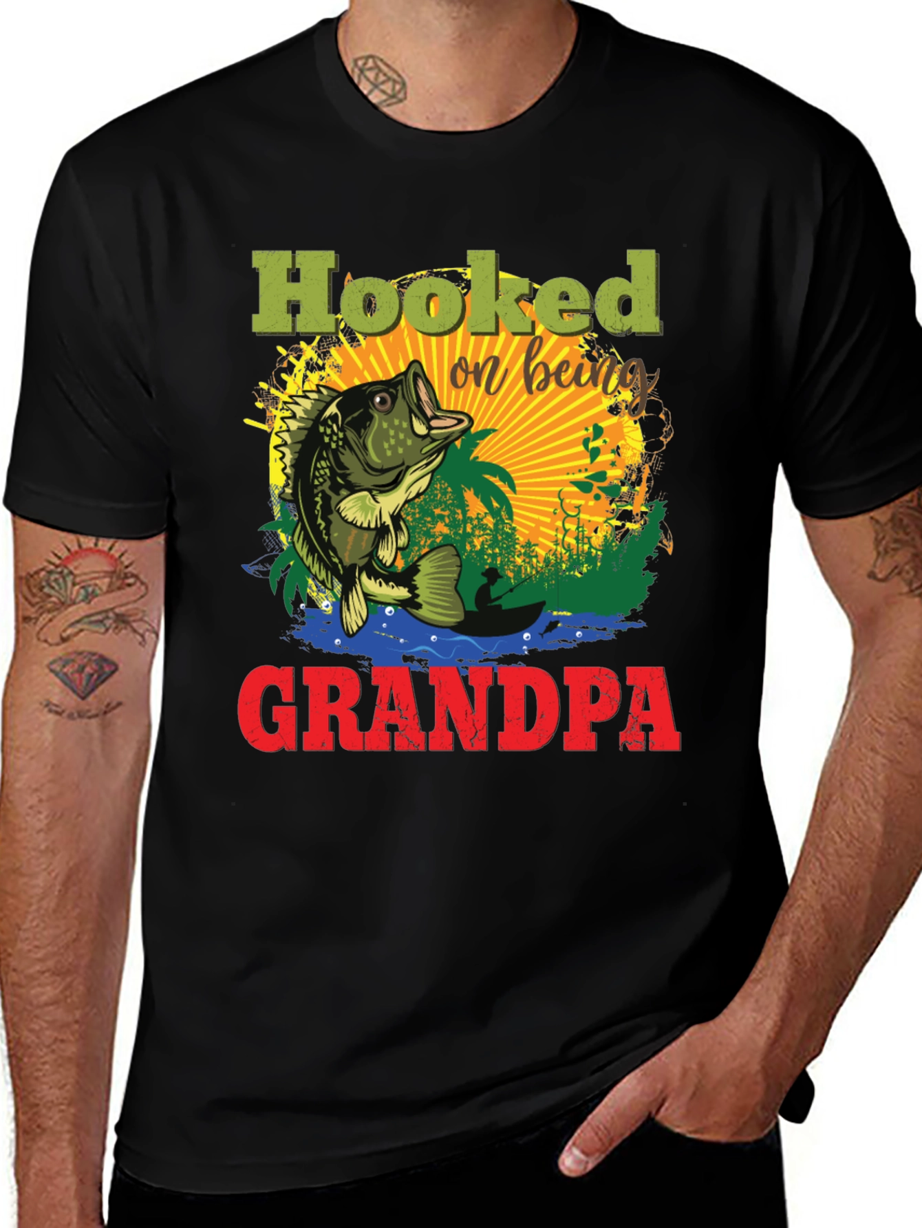 Variant 14 of Hooked on Being Grandpa Fishing T-Shirt