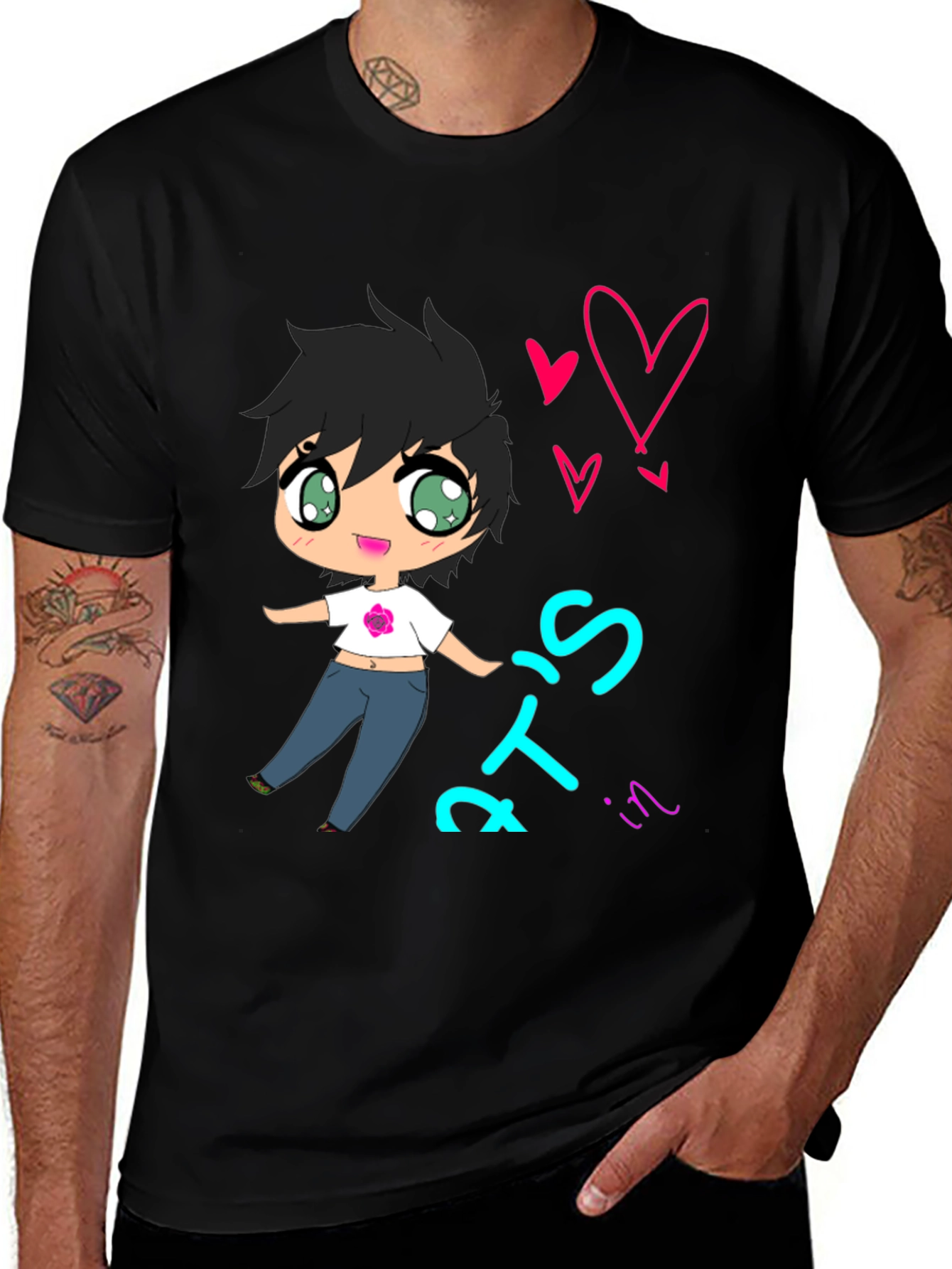 Variant 8 of Cute Cartoon Graphic Tee - Black T-Shirt