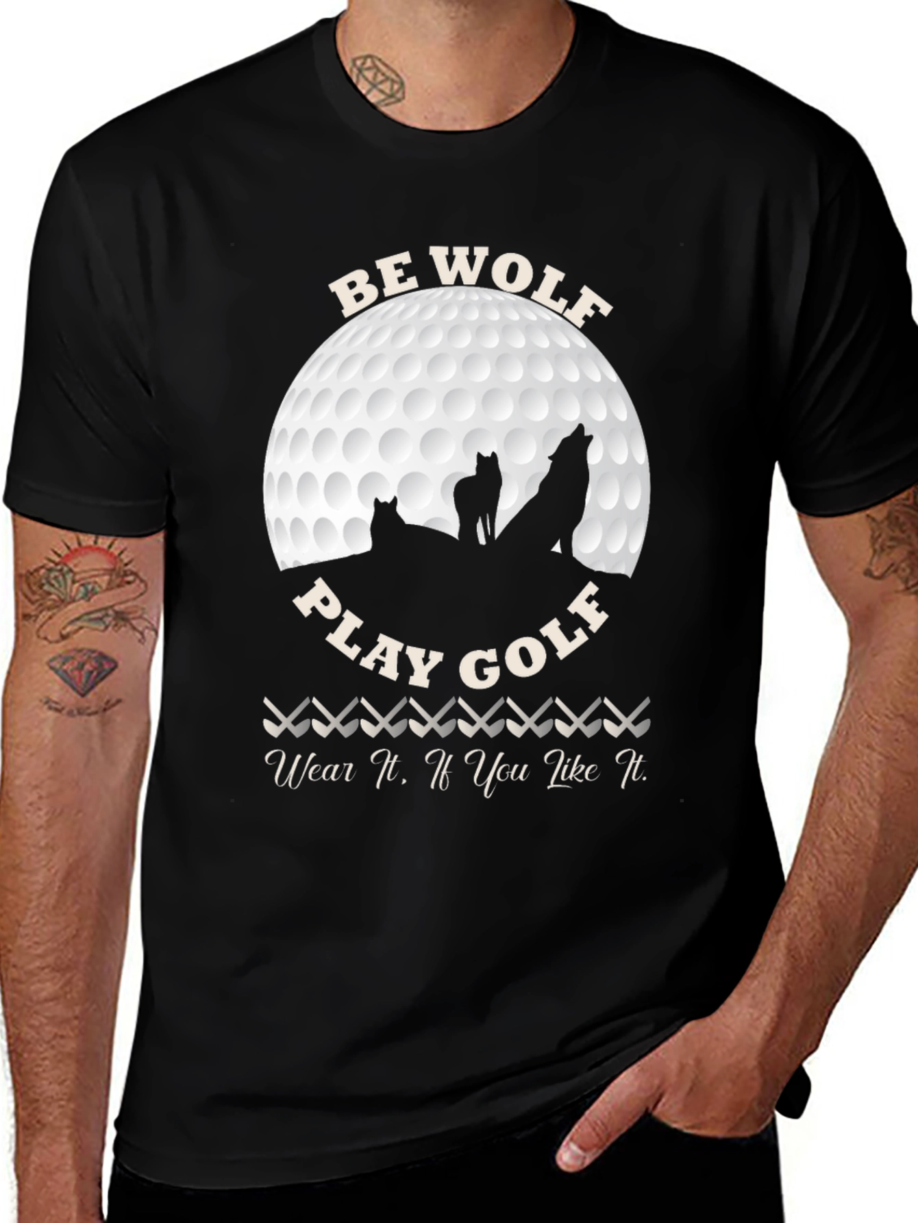 Variant 28 of Be Wolf Play Golf T-Shirt - Golfing Wolf Pack Tee