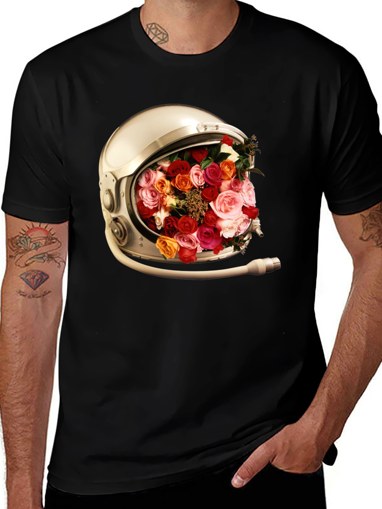 Variant 24 of Floral Astronaut Helmet Graphic Tee