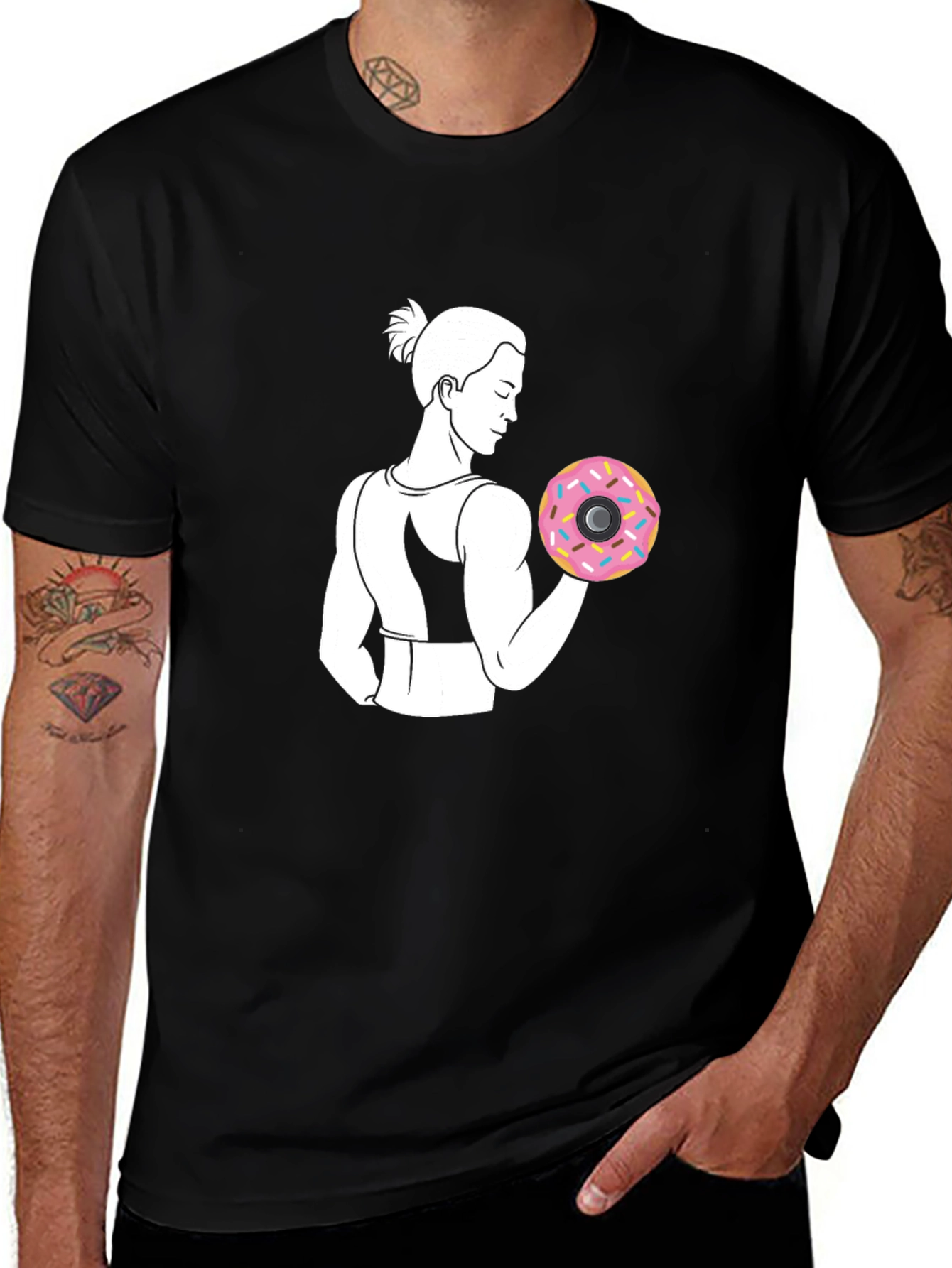 Variant 6 of Donut Weightlifting Black T-Shirt
