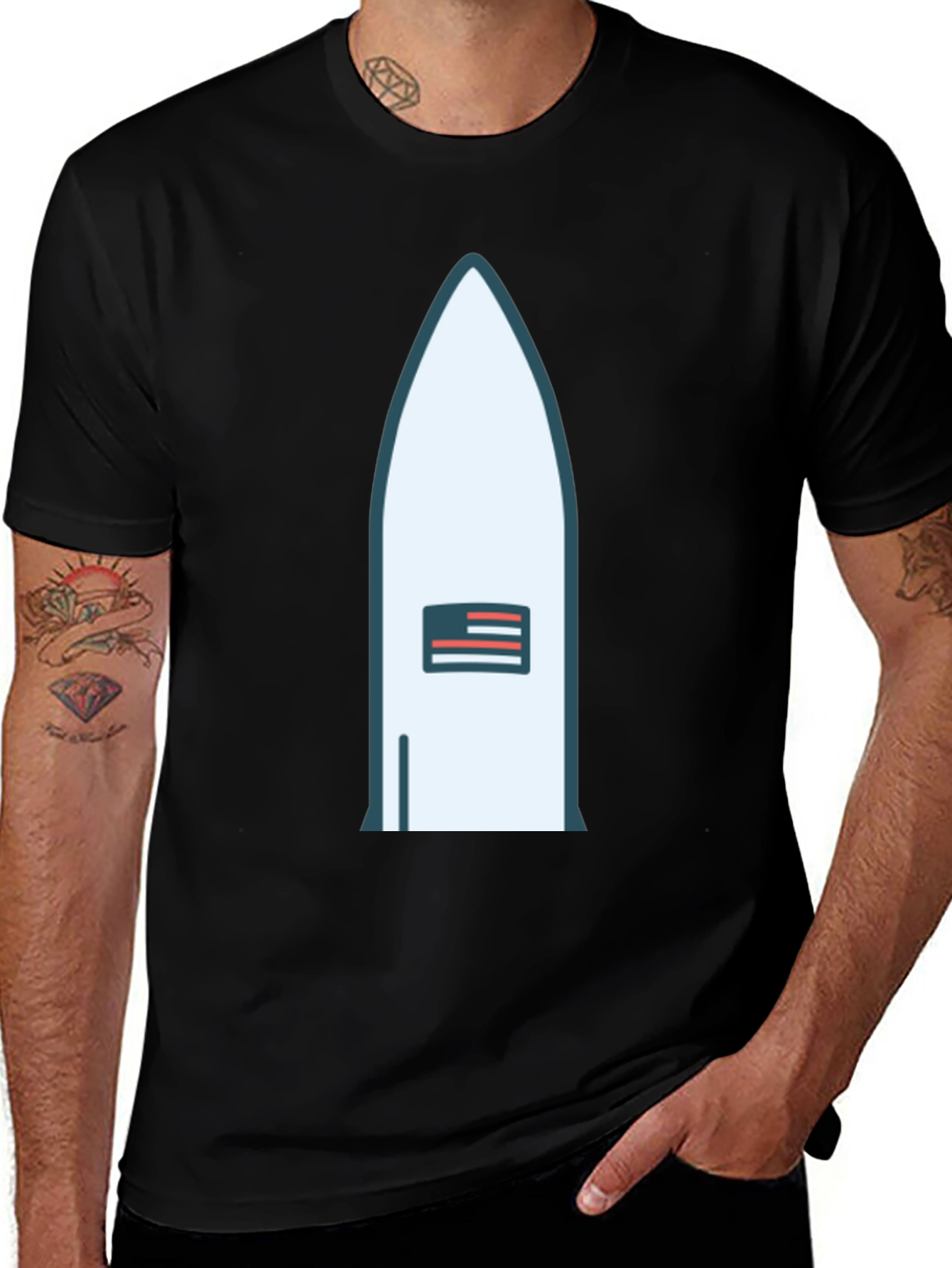 Variant 22 of Rocket USA Flag Graphic Tee - Black