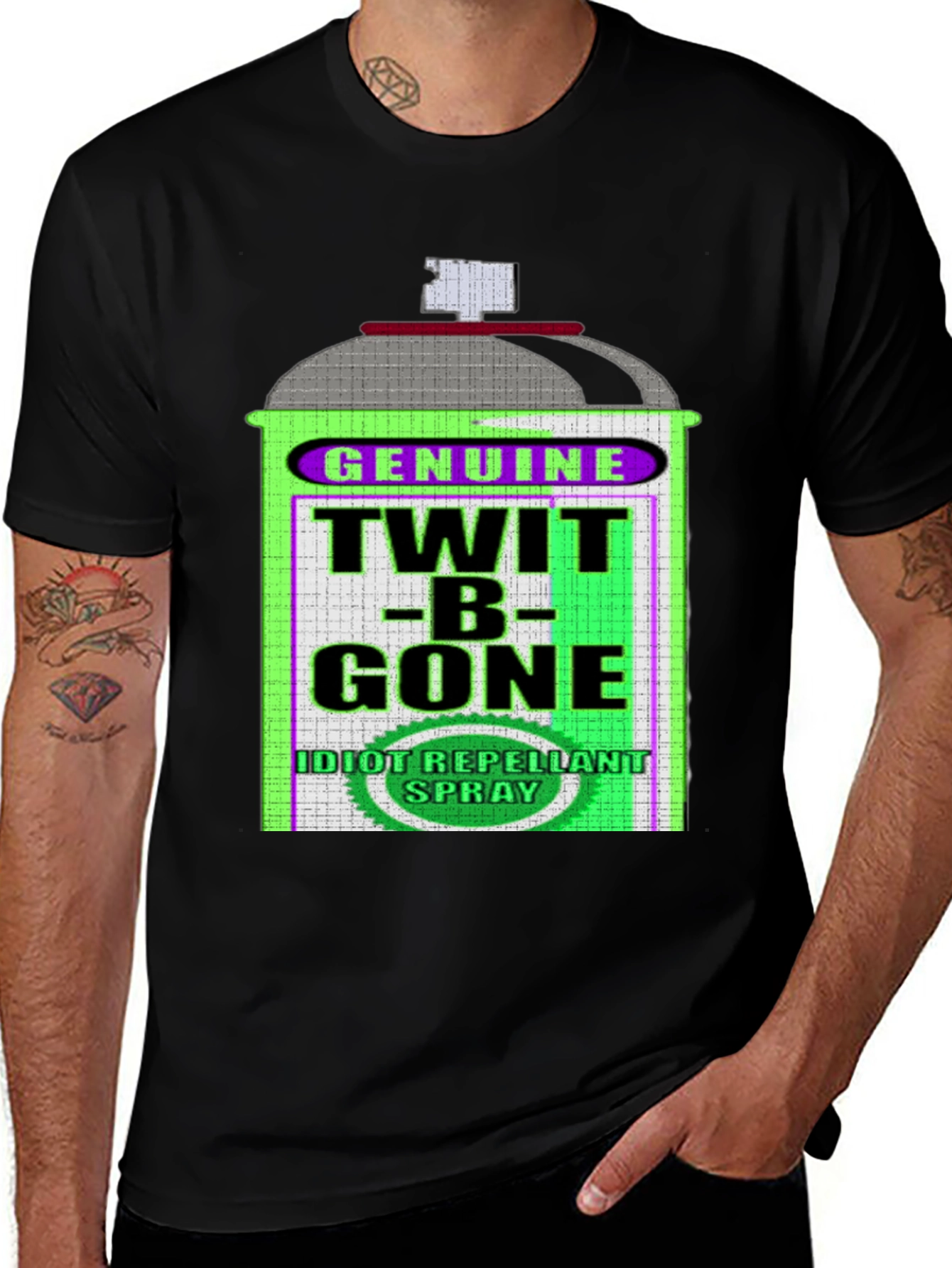 Variant 29 of Twit-B-Gone T-Shirt | Idiot Repellant Spray Novelty Tee