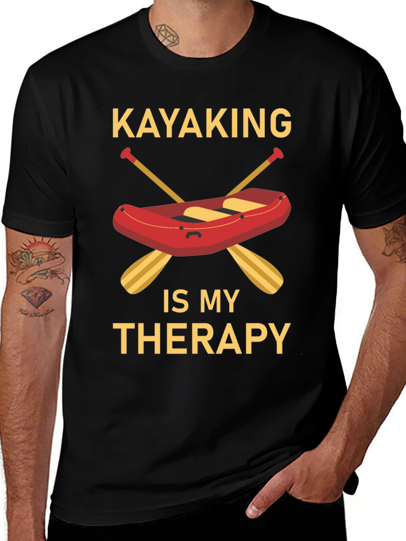 Variant 13 of Kayaking Therapy Graphic T-Shirt - Black