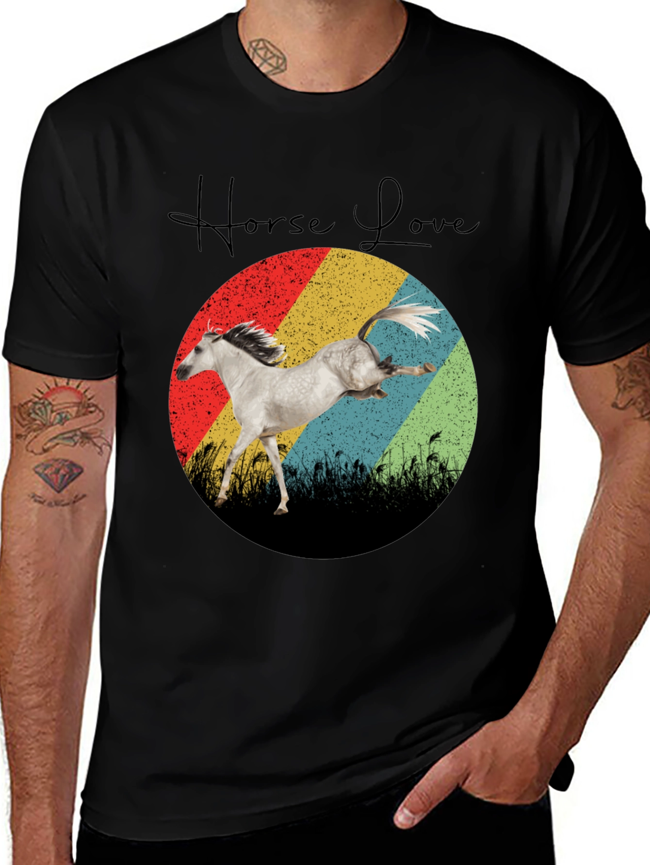 Variant 24 of Horse Love Retro Graphic Tee - Equestrian Shirt