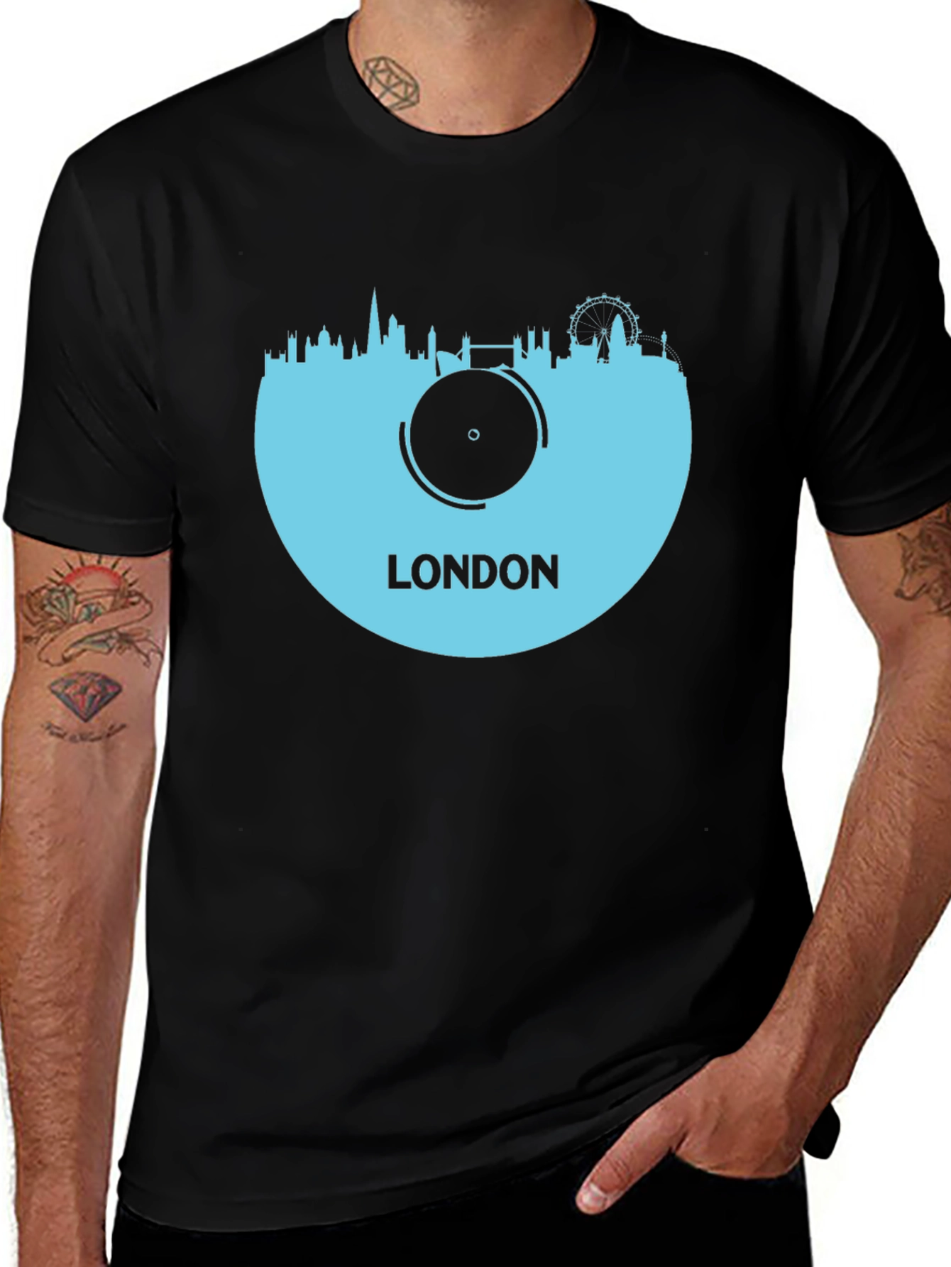 Variant 10 of London Skyline Vinyl Record Men's T-Shirt