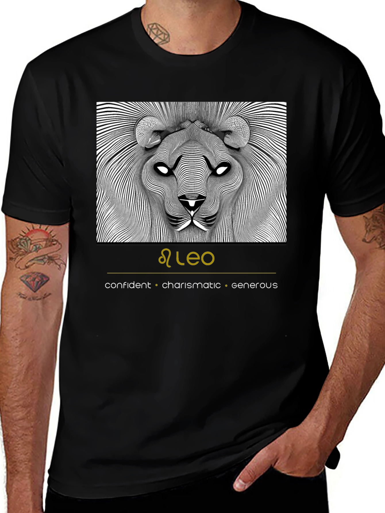 Variant 24 of Leo Zodiac Graphic Tee - Confident Charismatic Generous