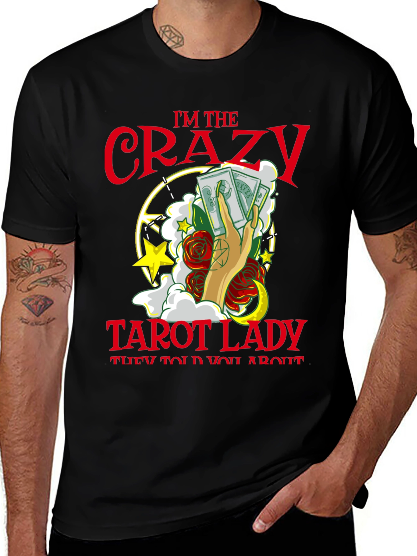 Variant 20 of Crazy Tarot Lady Graphic Tee