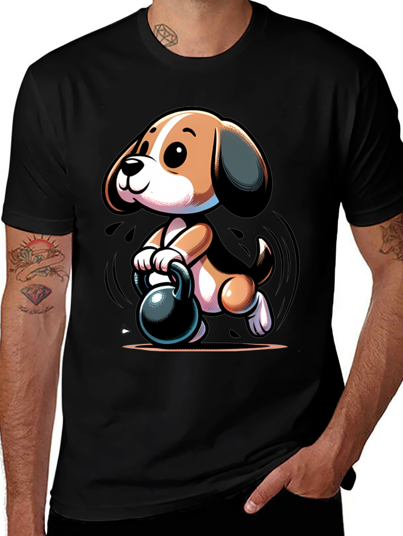 Variant 25 of Cute Dog Lifting Weights T-Shirt