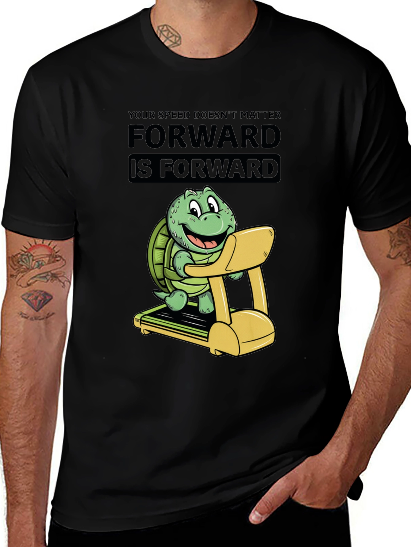 Variant 25 of Turtle Treadmill T-Shirt: Forward is Forward!