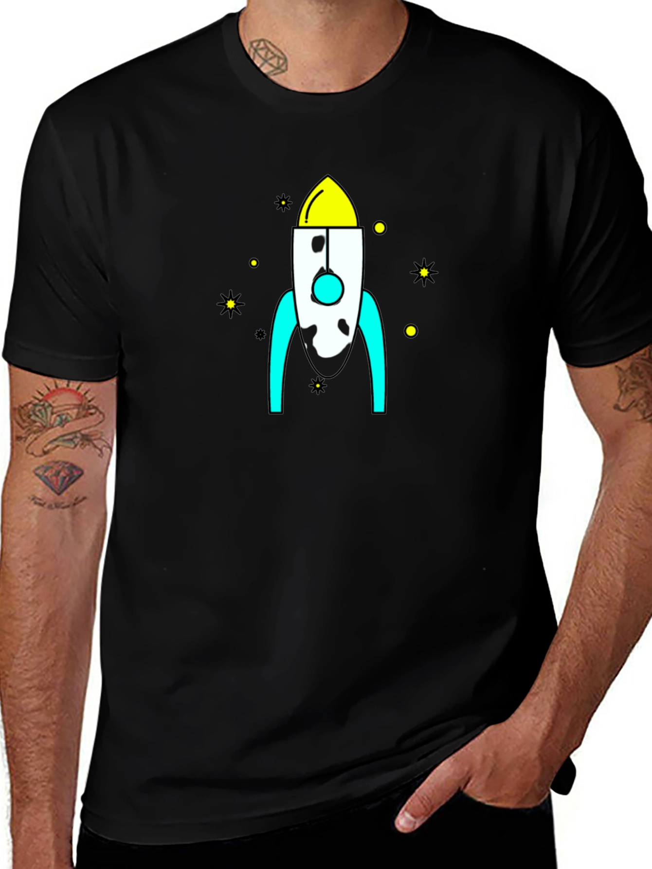 Black Rocket Graphic Black T-Shirt - Space Adventure Style main image
