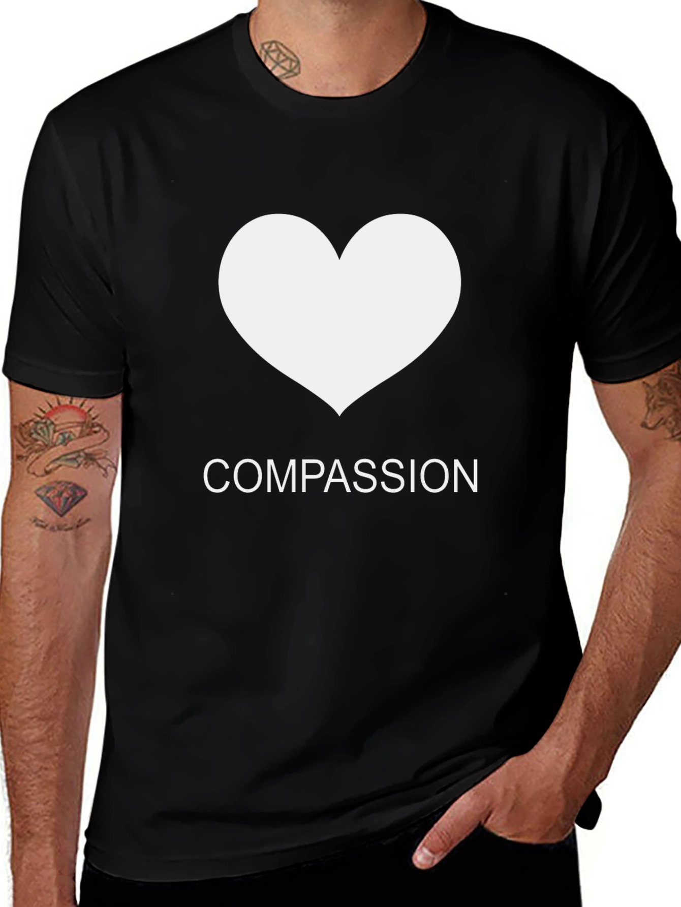 Variant 5 of Compassion Heart Graphic Black T-Shirt