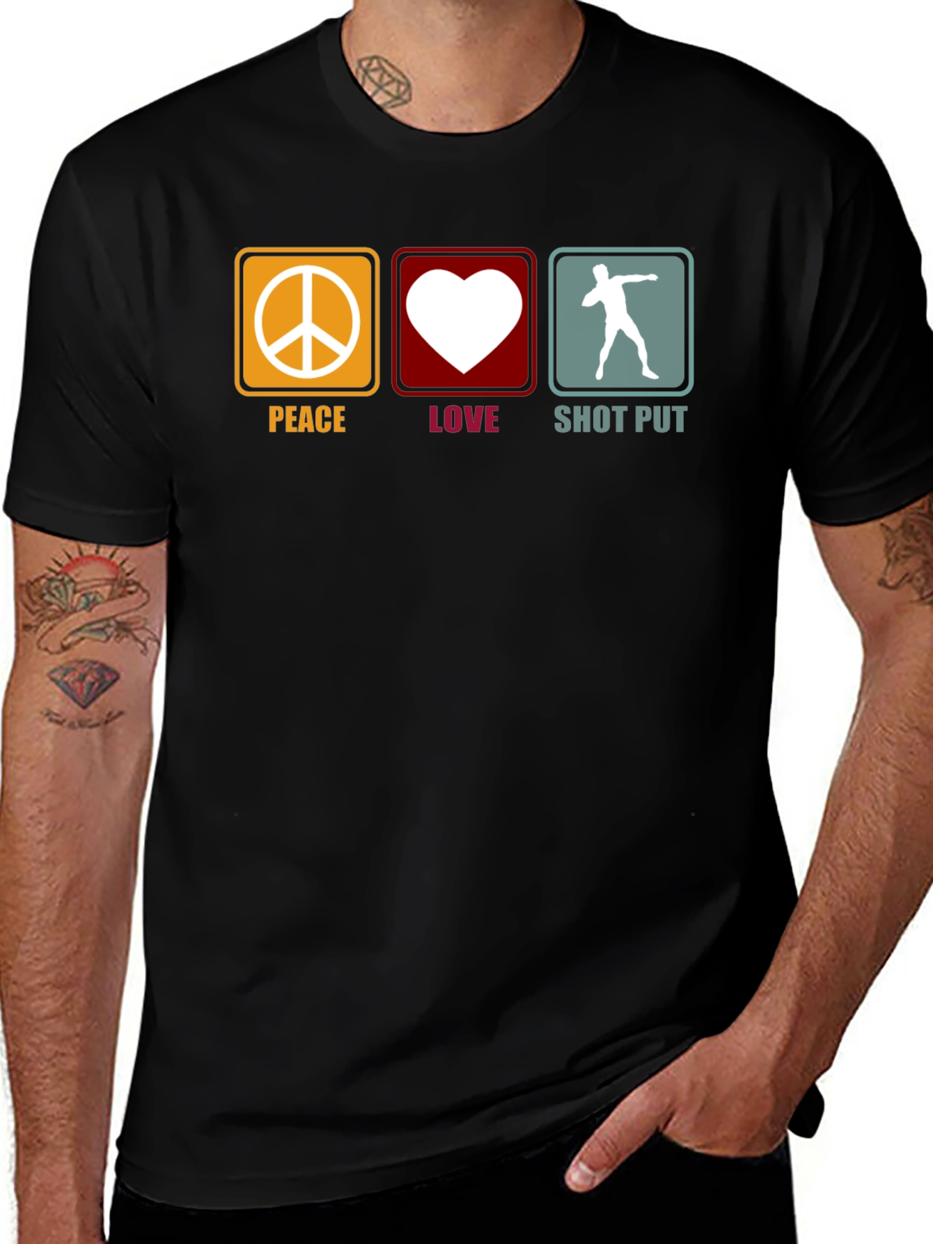Peace Love Shot Put Graphic T-Shirt