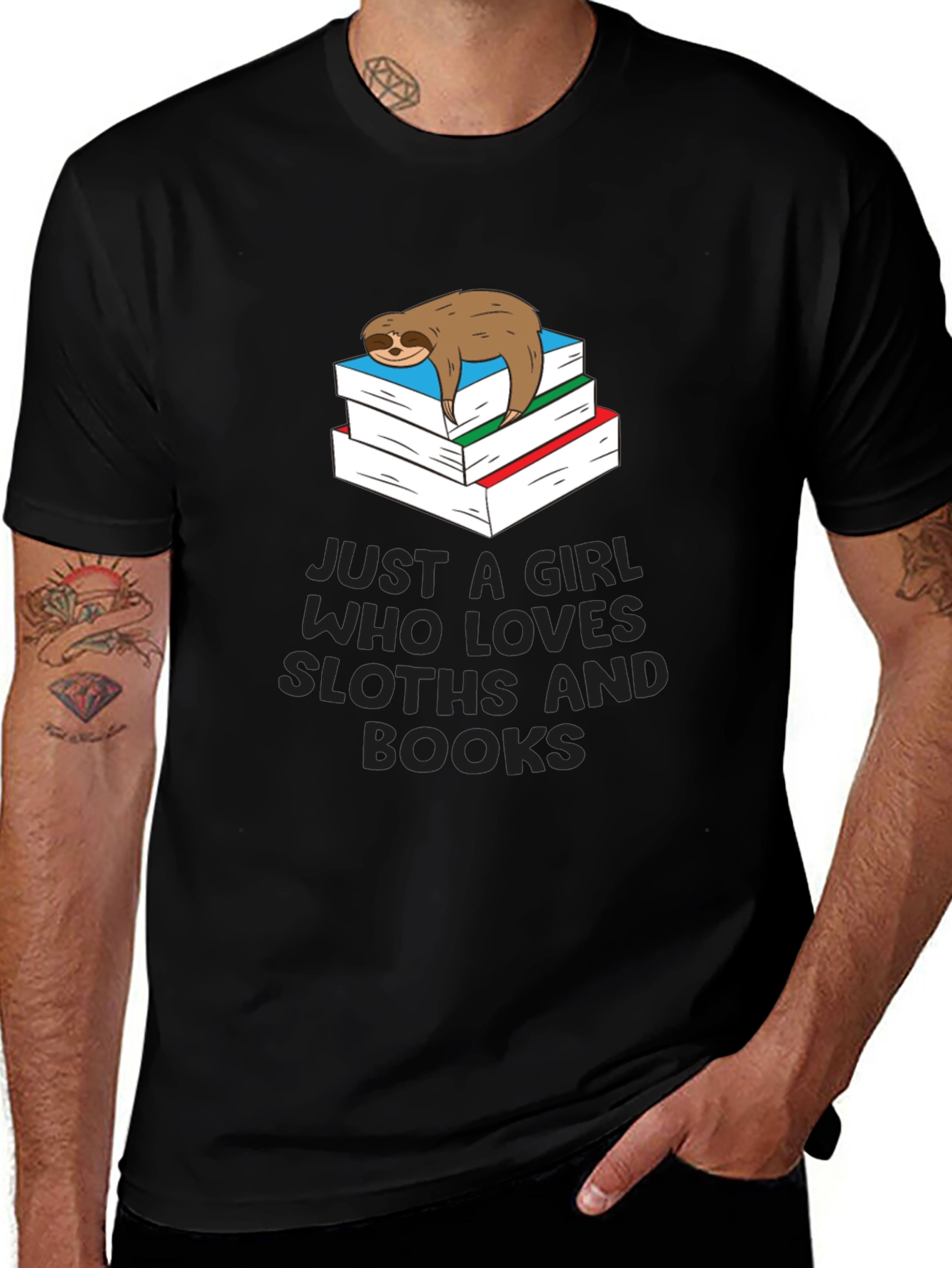 Variant 26 of Sloth Lover T-Shirt - Just a Girl Who Loves Sloths and Books
