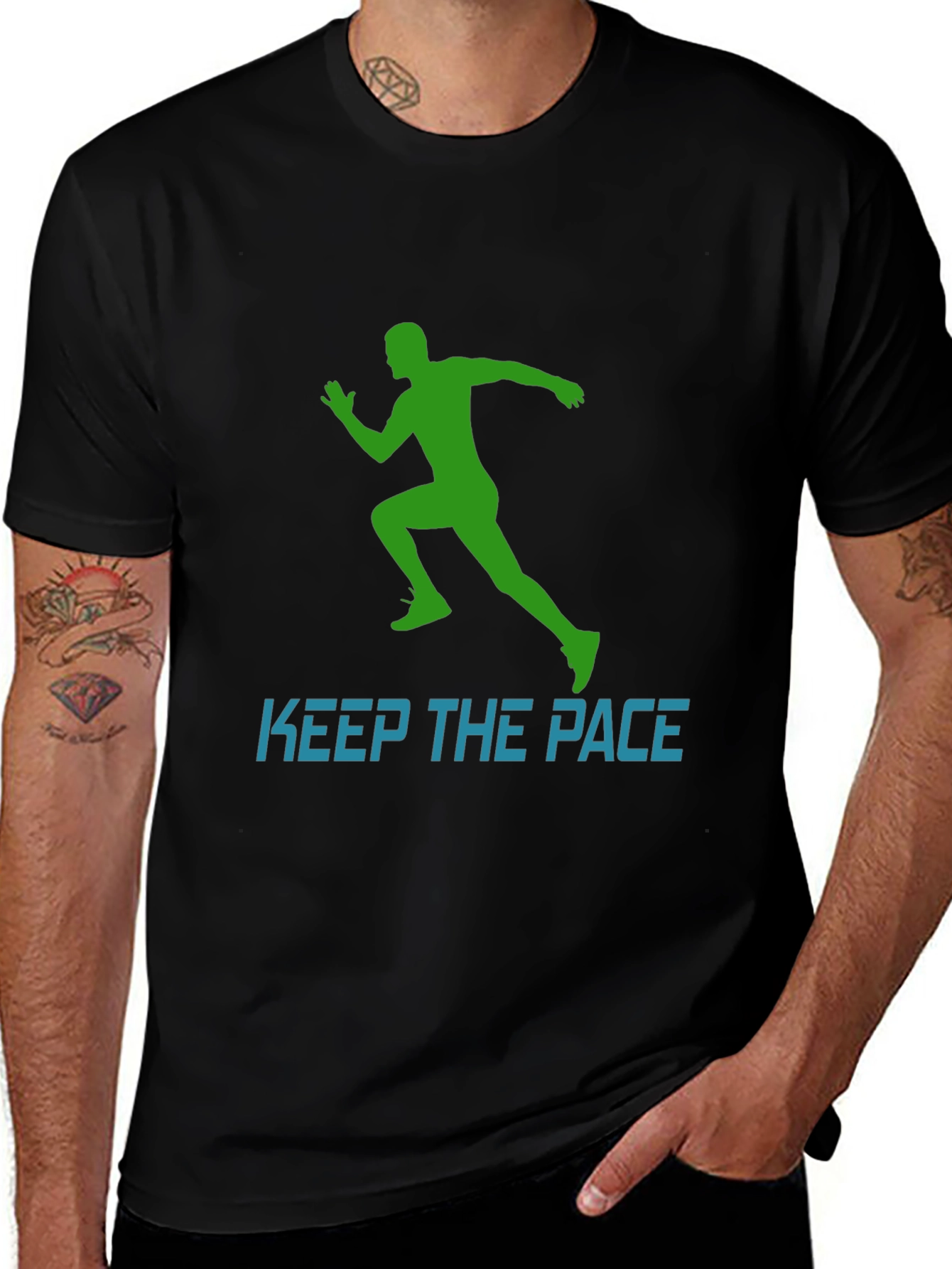 Variant 6 of Keep The Pace Graphic Print Black T-Shirt