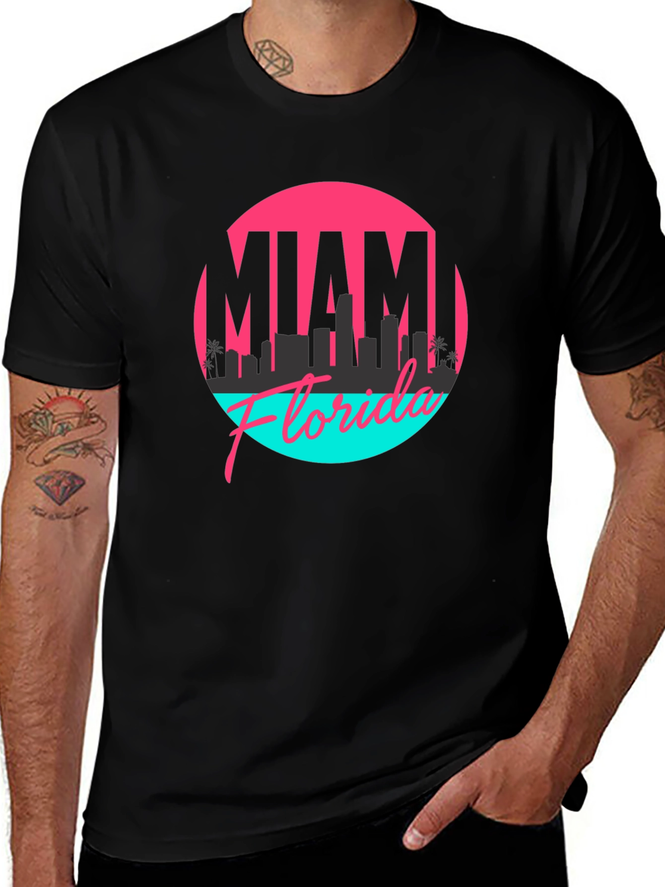 Miami Florida T-Shirt - Retro Skyline Graphic Tee