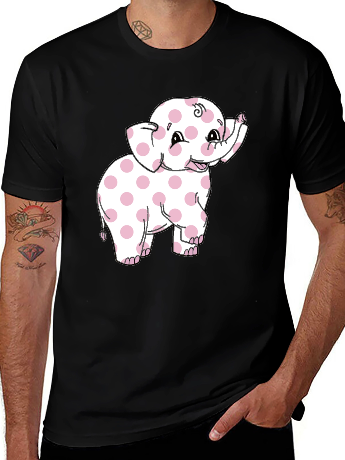 Variant 2 of Pink Polka Dot Elephant Graphic Tee